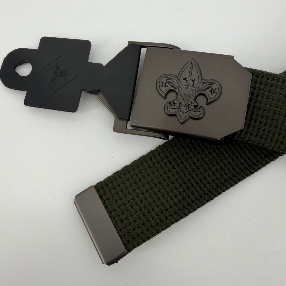 NEW Boy Scouts of America Web Belt Mens M/L 42 Green Canvas Eagle Buckle #64042